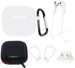  AirPods 3 szilikon tokkészlet + tok/fülkampó/nyakszíj/óraszíj tartó/karabiner kapocs - fehér