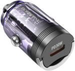 BOROFONE autós töltő BZ29 Ray - Type C - PD 30W 3A átlátszó-lila