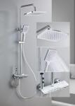 SMACK Coloana Dus 4 Functii, Cromat , Polita Sticla Alba, Smack (LS 1807B)