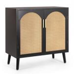 Bizzotto Comoda 2 usi mdf negru ratan natur Josine 80x40x80 cm (0748607) Comoda