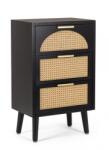 Bizzotto Comoda 3 sertare mdf negru ratan natur Josine 45x30x73 cm (0748606) Comoda