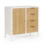 Bizzotto Comoda 4 sertare 1 usa lemn alb natur Charley 80x40x82 cm (0748602) Comoda