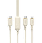Dudao 2in1 USB-C - USB-C + Lightning Kábel - 1.2m 100W - Bézs (L7SF)