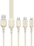 Dudao 3in1 USB-A - USB-C + Lightning + micro USB Kábel - 1.2m 66W - Bézs (L7SE)
