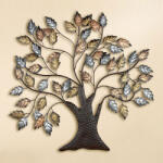  Nagy méretű fa alakú fém fali dekoráció barna, arany és ezüst színben 70cm