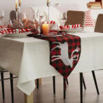 Family Luxury Karácsonyi asztalterítő futó szarvas mintás, kockás 175 x 35 cm (58535B)