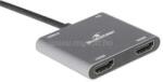 Bluestork USB Hub - HUB-DUO-HDMI (USB3.0, USB-C to 2xHDMI + USB-C, 4K@30Hz, szürke) (HUB-DUO-HDMI) (HUB-DUO-HDMI)