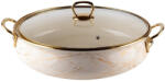 Goldmann Cratita joasa emailata Goldmann, 24 x 8 cm, 3.2 l, manere titan aurii, capac sticla, inclusiv inductie, Bej (GM 8040-24B)