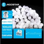 Aigostar B. V. Aigostar - LED Kültéri lánc 100xLED/3xAA/8 funkció 10, 3 m IP44 hideg fehér B10303K4K (AI1153)