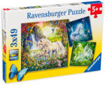 Ravensburger Пъзел Ravensburger от 3 x 49 части - Вълшебни еднорози (9291) - ozone