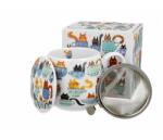 Duo Gift Porcelán bögre tetővel, szűrővel - 430ml - Teacup Cats