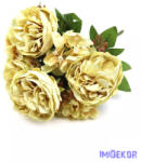  Peónia 4 fejes csokor hortenziával 37 cm - Krém