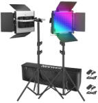 Neewer Kit 2 Panouri Neewer RGB PRO 660 LED, trepiezi reglabili 200 cm, geanta transport inclusa