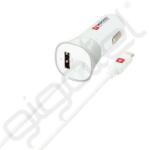 SKROSS autós töltő USB aljzat (15W, gyorstöltő 5.0 + fix microUSB kábel) FEHÉR