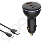 LDNIO autós töltő USB+2 Type-C aljzat (160W, gyorstöltő 3.0 + Type-C kábel) FEKETE