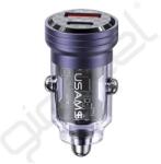USAMS C35 autós töltő USB+Type-C aljzat (45W, PD gyorstöltő) LILA