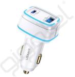 USAMS C24 autós töltő USB+Type-C aljzat (120W, PD gyorstöltő) FEHÉR