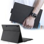 Dux Ducis tok álló, bőr hatású (FLIP, bluetooth billentyűzet, asztali tartó, QWERTY, angol nyelvű, ceruza tartó) FEKETE