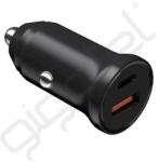 DEVIA SMART autós töltő USB+Type-C aljzat (30W, PD gyorstöltő 3.0) FEKETE