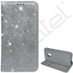 Silverline Tok álló, bőr hatású (FLIP, szilikon belső, oldalra nyíló, asztali tartó, csillogó, fémes) EZÜST