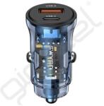 USAMS C32 autós töltő USB+Type-C aljzat (30W, PD gyorstöltő) KÉK