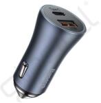 Baseus autós töltő USB+Type-C aljzat (40W, PD gyorstöltő 3.0, LED jelzés) SZÜRKE - extratelgsm