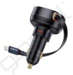 Baseus ENJOYMENT PRO autós töltő Type-C aljzat (55W, PD gyorstöltő 3.0 + csévélhető lapos lightning kábel) FEKETE
