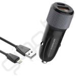 LDNIO autós töltő USB+Type-C aljzat (36W, PD gyorstöltő + lightning kábel) FEKETE