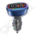 USAMS C33 autós töltő 2 USB+2 Type-C aljzat (120W, PD gyorstöltő 3.0) SÖTÉTKÉK