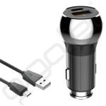 LDNIO autós töltő USB+Type-C aljzat (36W, PD gyorstöltő + microUSB kábel) EZÜST