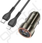 hoco. Z46A autós töltő USB+Type-C aljzat (20W, PD gyorstöltő 3.0 + lightning kábel) SZÜRKE