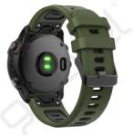 Silverline Pótszíj (egyedi méret, 22mm, szilikon, fekete csat, QuickFit csatlakozás) SÖTÉTZÖLD/FEKETE