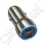 hoco. Z48 autós töltő 2 Type-C aljzat (40W, PD gyorstöltő, LED jelzés) SZÜRKE