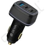 DEVIA SMART autós töltő USB+2 Type-C aljzat (115W, PD gyorstöltő, LED fény) FEKETE