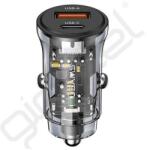 USAMS C32 autós töltő USB+Type-C aljzat (30W, PD gyorstöltő) FEKETE - extratelgsm