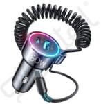 JOYROOM autós töltő USB+Type-C aljzat (55W, PD gyorstöltő 3.0 + fix Type-C kábel) FEKETE