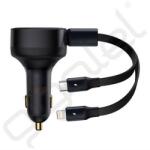 Baseus autós töltő (USB, 30W, PD gyorstöltő + Type-C/lightning kábel) FEKETE - extratelgsm