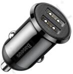 Baseus GRAIN PRO autós töltő 2 USB aljzat (24W, gyorstöltő) FEKETE