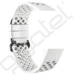 DEVIA DELUXE SPORT MESH pótszíj (egyedi méret, szilikon, állítható, lyukacsos, légáteresztő, S méret) FEHÉR