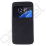 Silverline Tok álló, bőr hatású (FLIP, oldalra nyíló, ablakos, szálcsiszolt mintázat) FEKETE