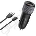 LDNIO autós töltő USB+Type-C aljzat (36W, PD gyorstöltő + microUSB kábel) FEKETE