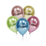 Godan Beauty and Charm: Happy Birthday 5 db-os metál fényű lufi csomag - 30 cm (GZ-HBP5) - aqua