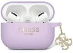 GUESS GUAP2LECG4U tok AirPods Pro 2-höz - lila folyékony szilikon csillogó háromszög charm
