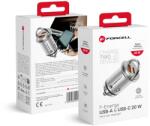 Forcell F-ENERGY Mini autós töltő Type C + USB A PD QC3.0 3A 20W ezüst