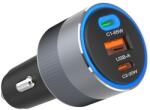 Forcell F-ENERGY Alu autós töltő 2 x Type C + USB A PD QC4.0 SFC2.0 3A 85W szürke - smartdiszkont