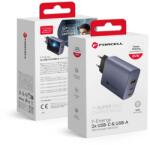 Forcell F-ENERGY GaN VT-42B utazó töltő 2 x Type C + USB A PD QC4.0 4A 65W szürke