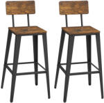 VASAGLE Bárszék 2 db magas konyhai étkező szék szögletes, rusztikus barna (LBC078B01)