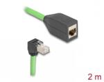 Delock Cablu prelungitor de retea RJ45 Cat. 6A SFTP drept/unghi jos TPU 2m Verde pentru medii industriale, Delock 80887 (80887)