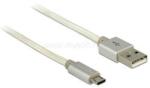 Delock adat és töltő kábel USB 2.0 A típus apa> USB 2.0 Micro-B textil árnyékolással, fehér (DL83916) (DL83916)