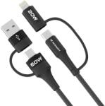 Wozinsky WNBAA 4 az 1-ben kábel 2x USB-C 1x USB-A 1x Lightning 60W 1 m - fekete
